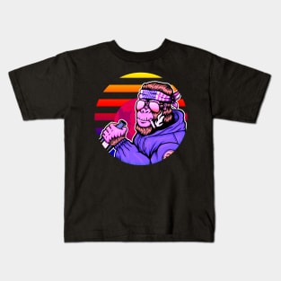 Aesthetic Monkey Full Red Moon Kids T-Shirt